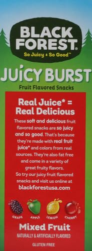 Black Forest Juicy Burst Fruit Snacks, Mixed Fruit Flavors, 0.8 Ounce Pouches (40 Count) (Pack of 2)