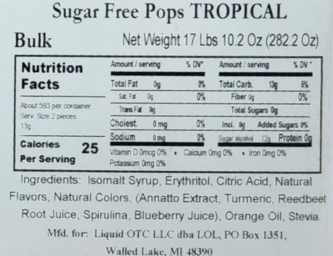 Zollipops Clean Teeth Lollipops, AntiCavity Sugar-Free Candy for a Healthy Smile - Great for Kids, Diabetics and Keto Diet, Natural Tropical Assorted Flavor, 17.64 lbs Bulk