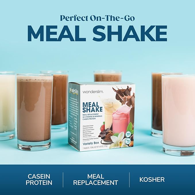 WonderSlim Meal Replacement Shake, Strawberry Cream, 15g Protein, 24 Vitamins & Minerals, Gluten Free (7ct)