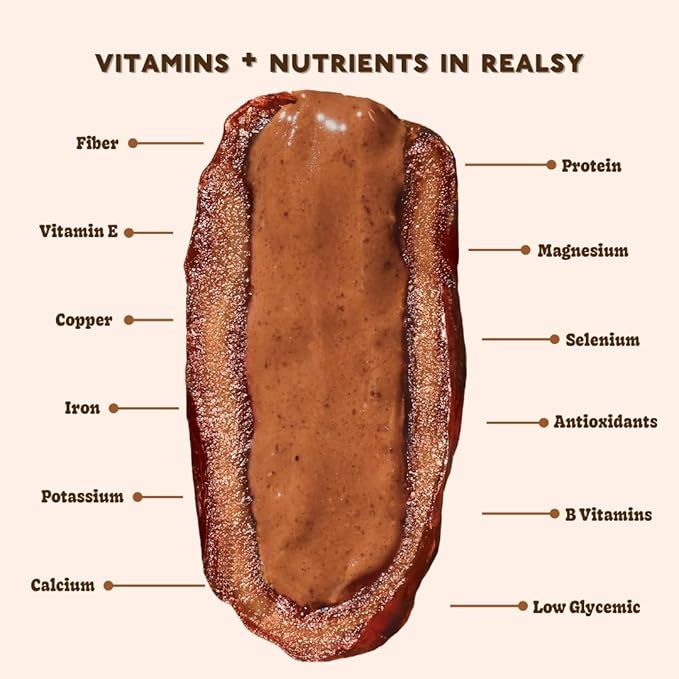 Realsy Peanut Butter Chocolate Filled Medjool Dates, Organic Dates with No Sugar Added, Gluten-Free, Vegan, Good Source of Fiber, Low Glycemic Index, All Natural Healthy Snack, (10 Pack)