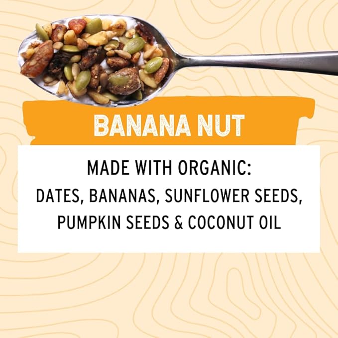 Wildway Keto Granola | Banana Nut | Grain-Free, Certified Gluten-Free Cereal | Vegan, Low Carb | No Sugar Added | Paleo-Friendly | Non-GMO Fruit & Nut Clusters | Nutrient-Rich Snack | 8 oz, 6 Pack