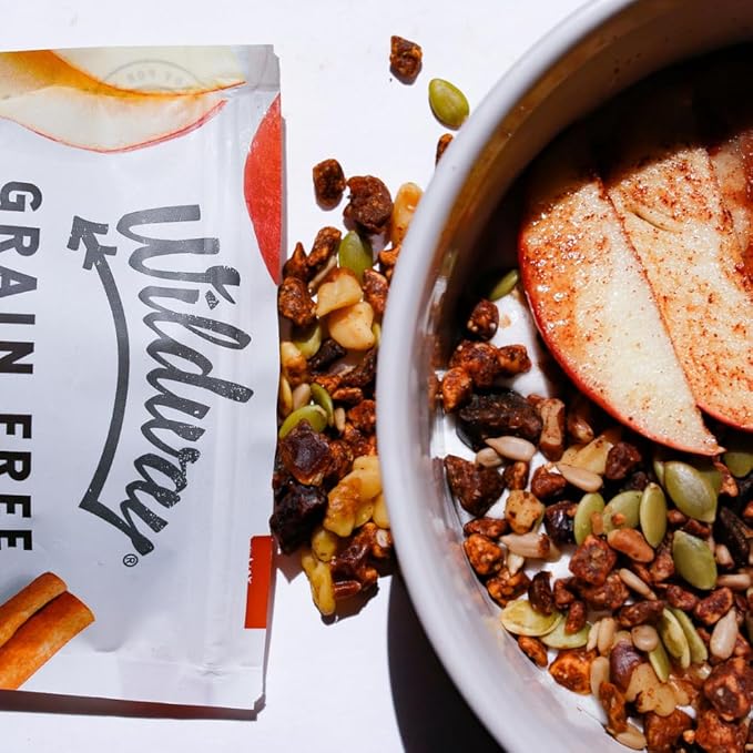 Wildway Keto Granola | Apple Cinnamon | Grain-Free, Certified Gluten-Free Cereal | Vegan, Low Carb | No Sugar Added | Paleo-Friendly | Non-GMO Fruit & Nut Clusters | Nutrient-Rich Snack | 8 oz, 3 Pack