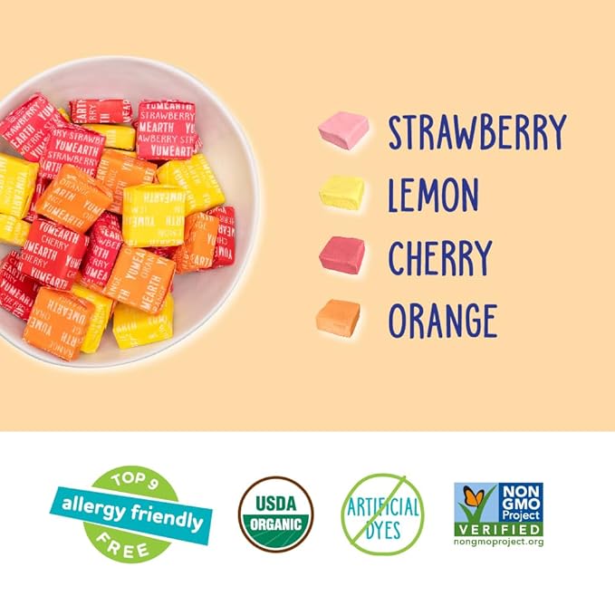 YumEarth Organic Chewys Fruit Flavored Chews, 5oz Sup, Allergy Friendly, Gluten Free, Non-GMO, Vegan, No Artificial Flavors or Dyes (Pack of 1)