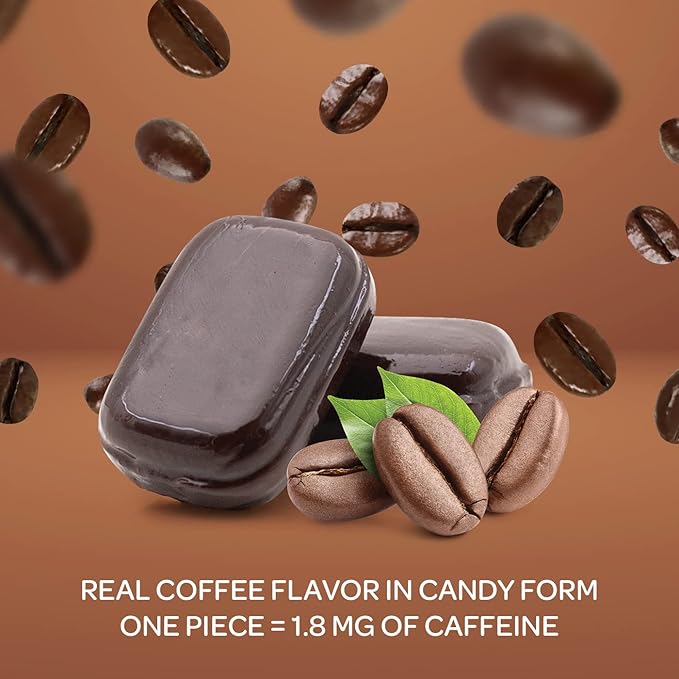 Black Coffee Flavored Hard Candy - 2 Pound Bulk Pack (About 245 Count) - Contains Caffeine - Individually Wrapped