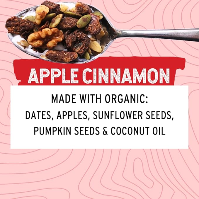Wildway Keto Granola | Apple Cinnamon | Grain-Free, Certified Gluten-Free Cereal | Vegan, Low Carb | No Sugar Added | Paleo-Friendly | Non-GMO Fruit & Nut Clusters | Nutrient-Rich Snack | 8 oz, 6 Pack