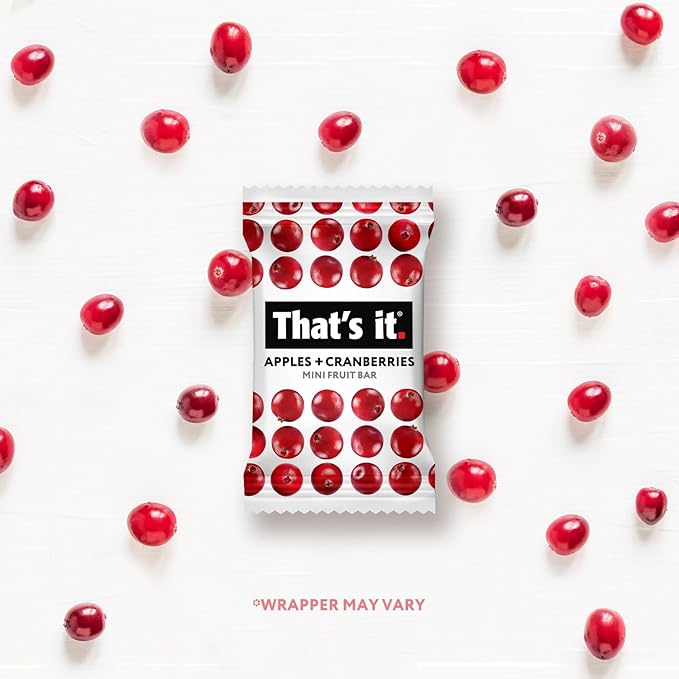 That’s It. Fun Size Fruit Bars Variety Pack(50 Pieces, 10g Each) With Apples + Bananas, Apples + Cranberries, Non-GMO, Paleo and Kosher Friendly, Gluten Free Breakfast Snacks