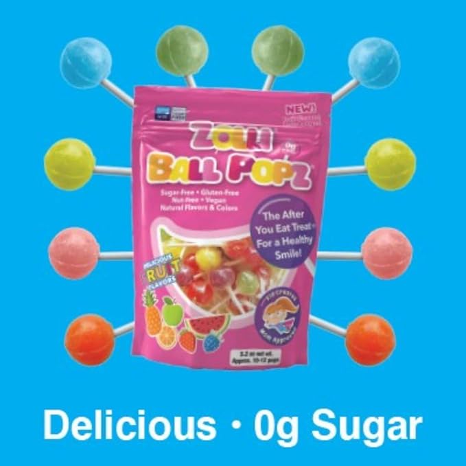 Zollipops Zolli Ball Popz Lollipops Clean Teeth, Natural Fruit, 6oz