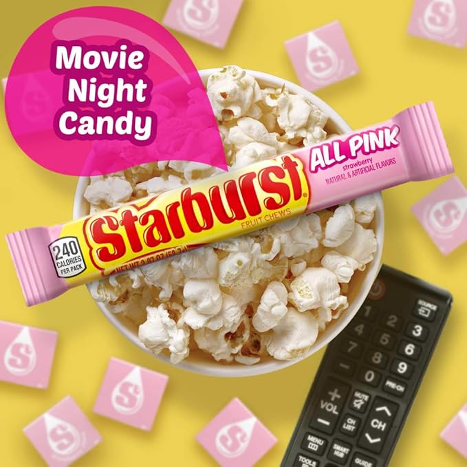 STARBURST All Pink Chewy Candy Bulk Pack, 24 Full Size Packs, All Pink Bulk Box