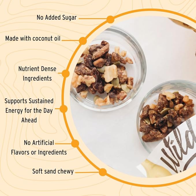 Wildway Keto Granola | Banana Nut | Grain-Free, Certified Gluten-Free Cereal | Vegan, Low Carb | No Sugar Added | Paleo-Friendly | Non-GMO Fruit & Nut Clusters | Nutrient-Rich Snack | 8 oz, 6 Pack