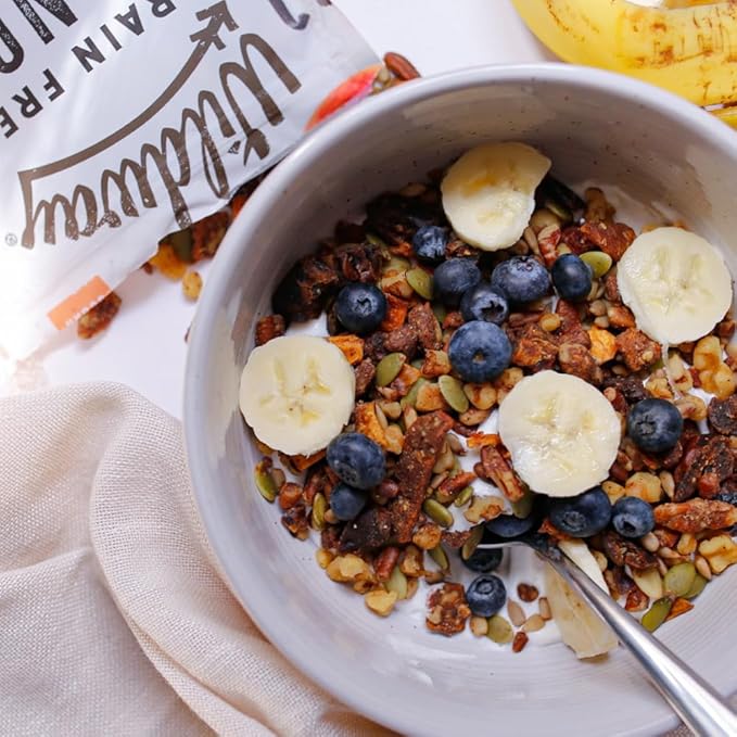 Wildway Keto Granola with Organic Ingredients | Peach Pecan | Grain-Free, Gluten-Free Cereal | Vegan, Low Carb & No Sugar Added | Paleo-Friendly, Non-GMO | Nutrient-Rich Fruit & Nut Snack | 8oz