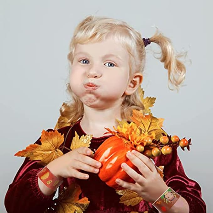 96PCS Thanksgiving Maple leaf Themed Slap Bracelets for Thanksgiving Party Favors, Fall party Favors,Birthday Party Favors,Classroom Prizes ,24 Designs