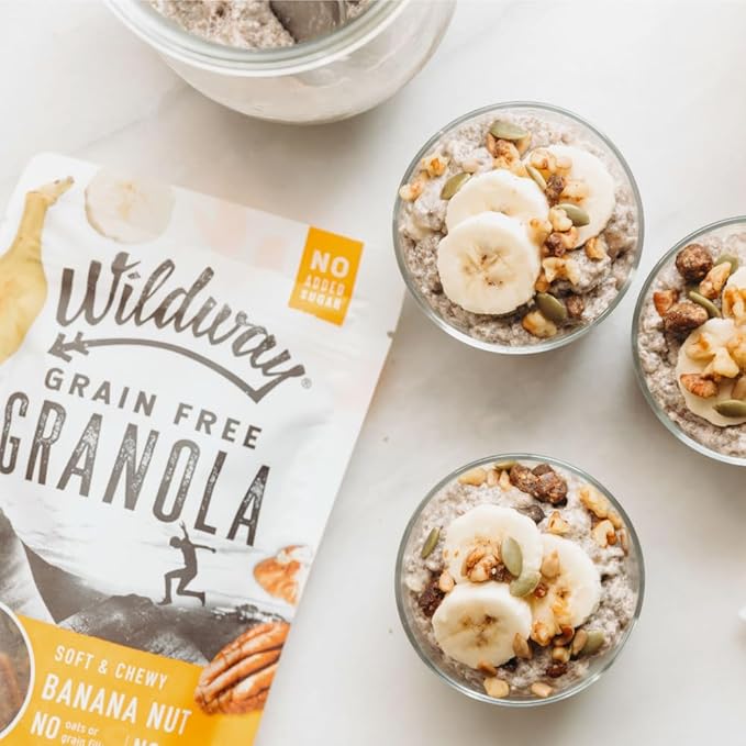 Wildway Keto Granola | Banana Nut | Grain-Free, Certified Gluten-Free Cereal | Vegan, Low Carb | No Sugar Added | Paleo-Friendly | Non-GMO Fruit & Nut Clusters | Nutrient-Rich Snack | 8 oz, 6 Pack