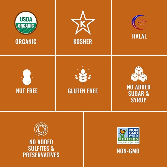 Sunny Fruit Organic Prebiotic Apricots - 6 Bags (30 Individual Portion Packs) | No Preservatives, No Sugar Added | Convenient Snack Packs with Prebiotic Fiber | ORGANIC, NON-GMO, KOSHER, HALAL