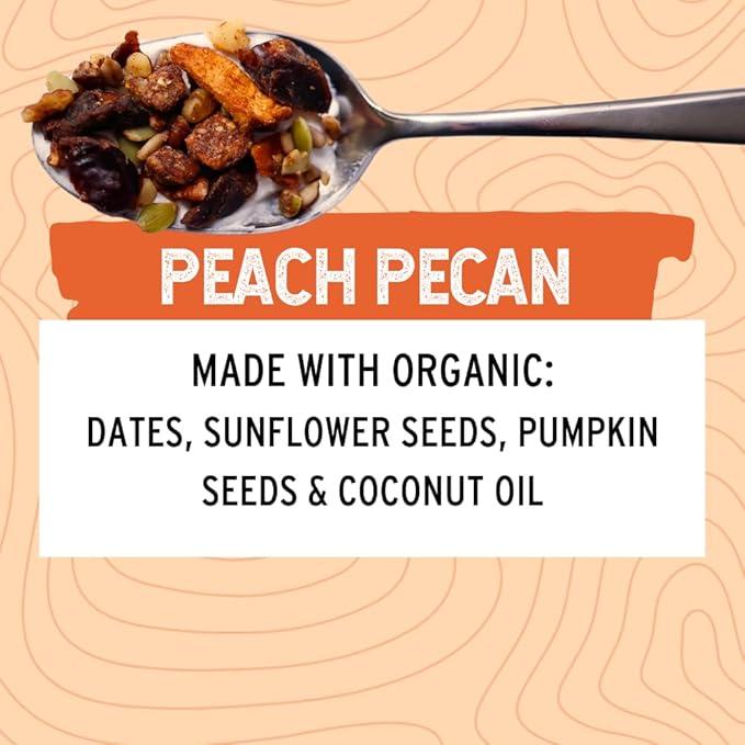 Wildway Keto Granola | Peach Pecan | Grain-Free, Certified Gluten-Free Cereal | Vegan, Low Carb | No Sugar Added | Paleo-Friendly | Non-GMO Fruit & Nut Clusters | Nutrient-Rich Snack | 8 oz, 3 Pack