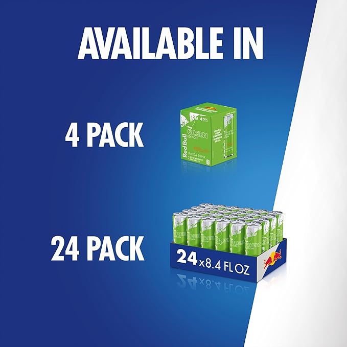 Red Bull Green Edition Energy Drink, Curuba Elderflower, 8.4 fl. oz., Pack of 4 cans, with 80mg Caffeine, Taurine & B Vitamins