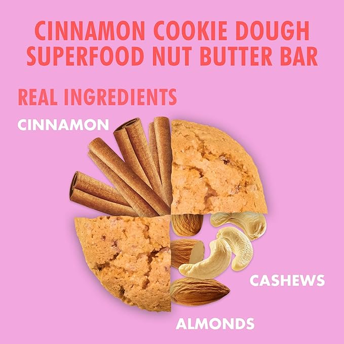 B.T.R. Nation Superfood Keto Protein Bars - Cinnamon Cookie Dough ENERGY | (4 Pack) | Plant Based Vegan Protein, Low Carb Food, Low Calorie, Gluten Free, No Sugar Alcohols, Boosted with Superfoods