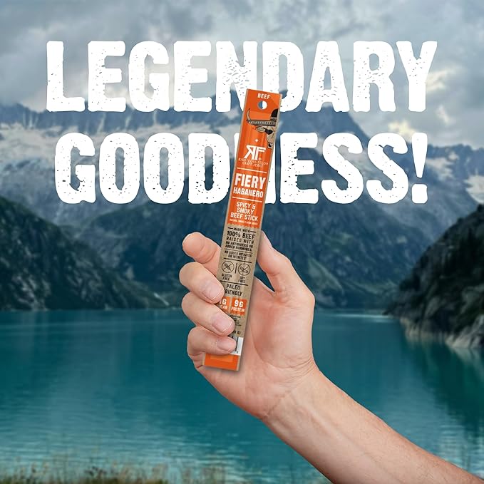 Righteous Felon Meat Sticks | 100% Beef Sticks | Gluten Free & Keto Meat Sticks | Low Sugar & High Protein Beef Sticks | Healthy Snack for Adults | Jerky Gifts for Men | Fiery Habanero, 24 Pack