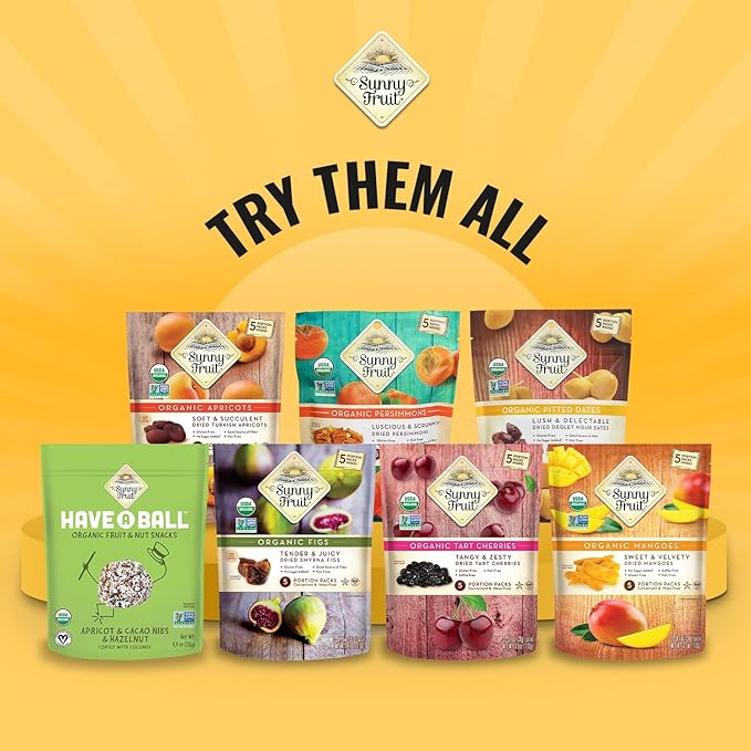 Sunny Fruit Soft Organic Turkish Dried Apricots - 1 Bag (5 Individual Portion Packs) | No Preservatives, No Sugar Added | Healthy, Convenient Snack Packs | ORGANIC, NON-GMO, VEGAN, HALAL, KOSHER