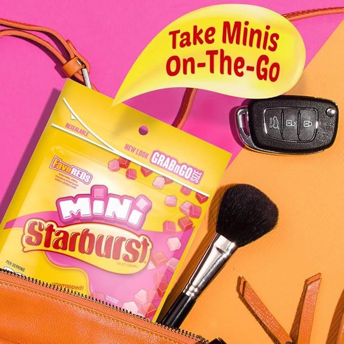 STARBURST Fruit Chews Candy - FaveREDS Minis, 8oz (Pack of 8) - Delicious STARBURST, Bulk Mini Candy, Bulk Box