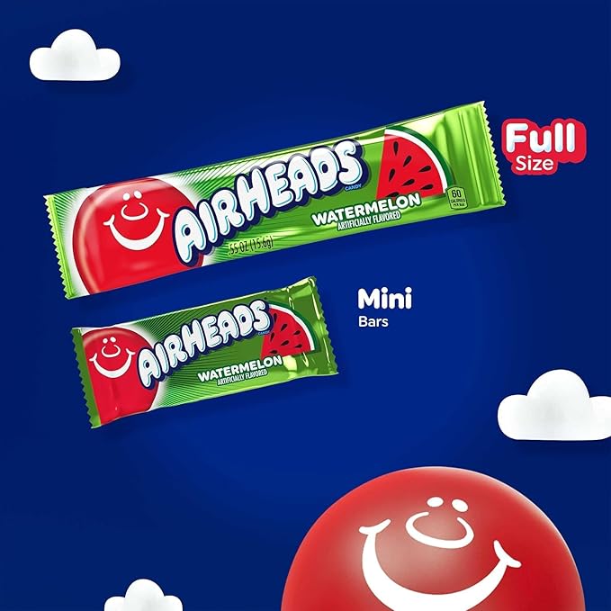 Airheads Candy, Assorted Fruit Flavors, Movie Theater Box, Individually Wrapped Full Size Bars, Non-Melting, 6 Bars per Box, 12 Theater Boxes