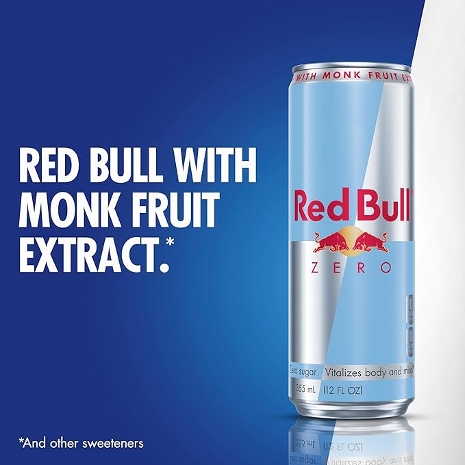 Red Bull Zero Energy Drink, 12 fl. oz., with 114mg Caffeine, Taurine & B Vitamins, 6 Packs of 4 Cans, Pack of 24