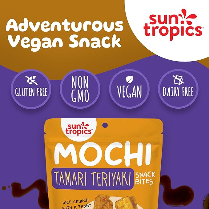 Sun Tropics Mochi Snack Bites, Variety Pack- 3.5 oz (6 Pack) - Crunchy Mochi Snacks - Gluten Free & Dairy Free, No MSG - Asian Rice Snacks
