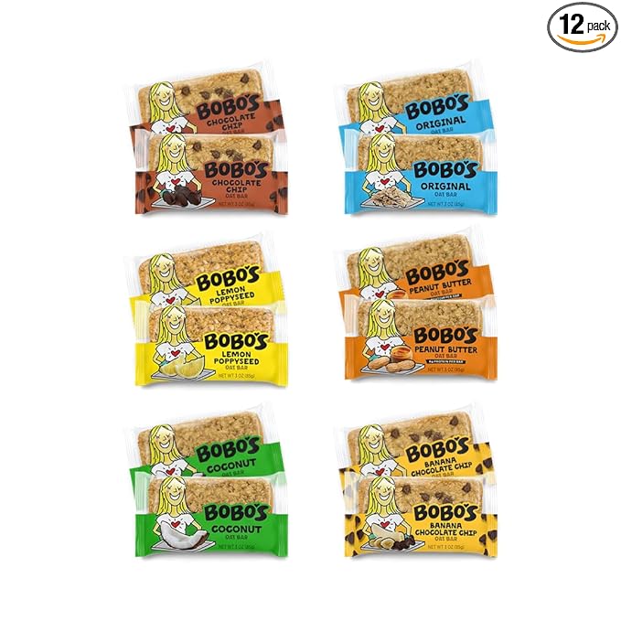 Bobo's Oat Bar Sampler Pack - Vegan - Non GMO - Plant Based - 6 flavors (12 count) Convenient On-The-Go Breakfast or Snack