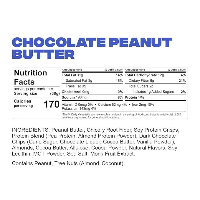 NuSkool Snacks Chocolate Peanut Butter Keto Friendly Protein Krunch Bars (12 Pack) - 7g Fiber, 10g Clean Plant-Based Protein, 3g Net Carbs - Gluten-Free, Non-GMO, Vegan, Low Carb Keto Healthy Breakfast Snack