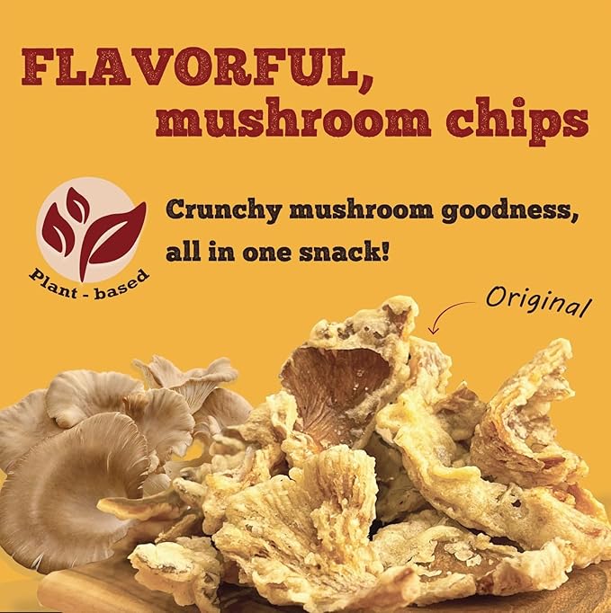 BITETUOSO Crunchy Oyster Mushroom Chips, On the Go, Savory Plant Based Snack, Original Flavor, 1.41 oz (Pack of 6), Dairy Free, Vegan, Crispy Gourmet Snack.