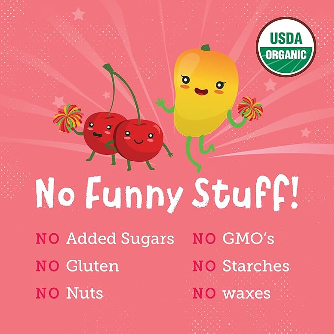 YOU LOVE FRUIT – CHEERY CHERRY MANGO All Natural Fruit Snacks, Healthy Snack Pack, Real Fruit! Gluten Free, Non GMO, Vegan, Fiber packed, Low Fat, Kosher, Variety Pack, Great For Adding To Gift Box, 1.0 oz (Pack of 12)