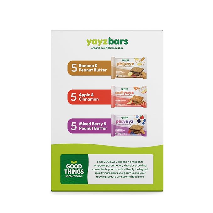 Sprout Organics, Toddler Snack Bars, Variety Pack, 15 Individual Bars 1 oz Each (6-boxes)