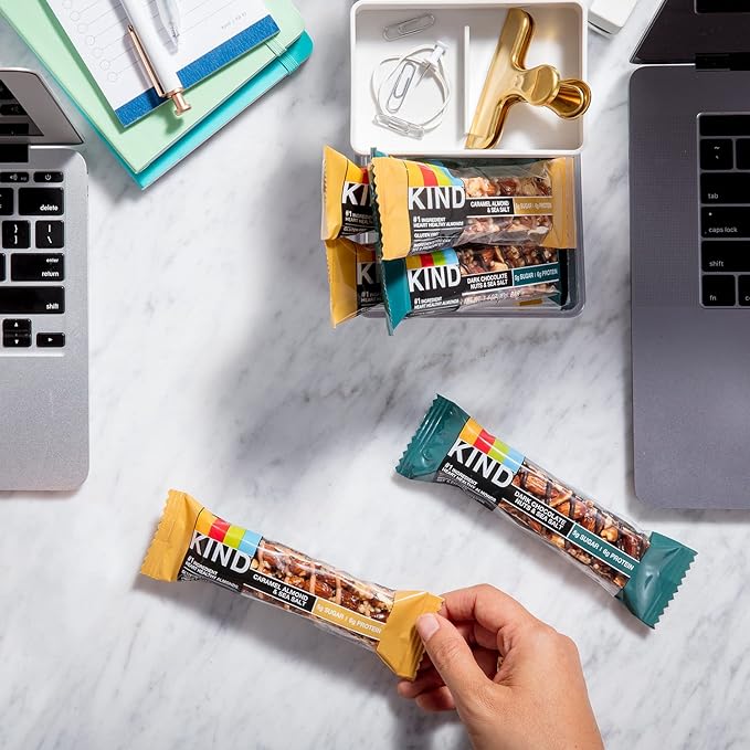 KIND Nut Bars, Variety Pack, Dark Chocolate Nuts & Sea Salt, Peanut Butter Dark Chocolate, and Caramel Almond Sea Salt, Gluten Free, Low Sugar, 5-7g Protein, 12 Count