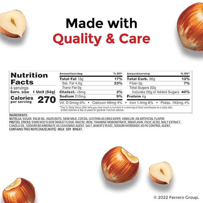 Nutella & GO! Bulk 12 Pack, Hazelnut and Cocoa Spread with Pretzel Sticks, Snack Cups, 1.9 oz Each