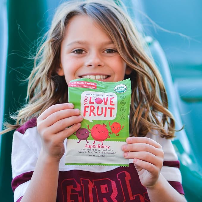 YOU LOVE FRUIT – SUPERBERRY All Natural Fruit Snacks, Healthy Snack Pack, Real Fruit! Gluten Free, Non GMO, Vegan, Fiber packed, Low Fat, Kosher, Variety Pack, Great For Adding To Gift Box, 1.0 oz (Pack of 12)