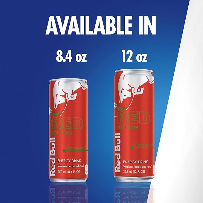 Red Bull Red Edition Energy Drink, Watermelon, with 114mg Caffeine plus Taurine & B Vitamins, 12 Fl Oz, Pack of 24 Cans