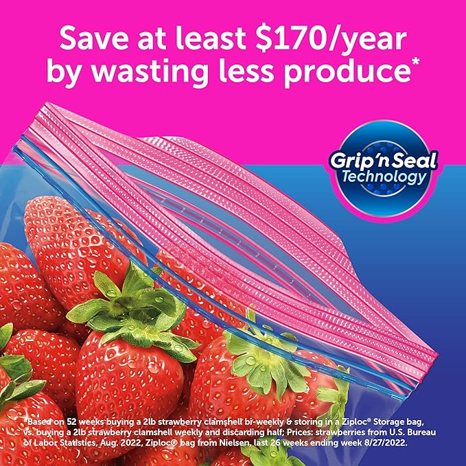 Ziploc Food Storage and Sandwich Bags Variety Pack, Stay Open Design with Stand-Up Bottom, Easy to Fill, 190 Bags Total