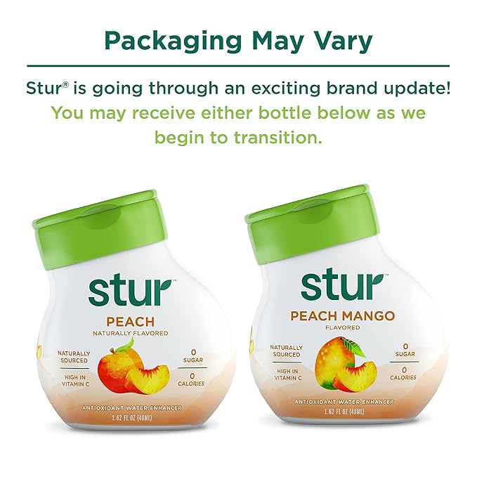 Stur Liquid Water Enhancer | Peach Mango | Sweetened with Stevia | High in Vitamin C & Antioxidants | Sugar Free | Zero Calories | Keto | Vegan | 5 Bottles, Makes 120 Drinks