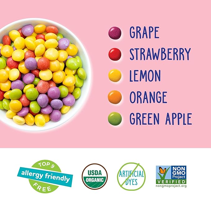 YumEarth Organic Giggles Chewy Candy - Allergy Friendly (Top 9 Free), No Artificial Dyes or Flavors, Non GMO, Gluten Free, Vegan Candy Snacks - 5 Ounce Bag (Pack of 6)