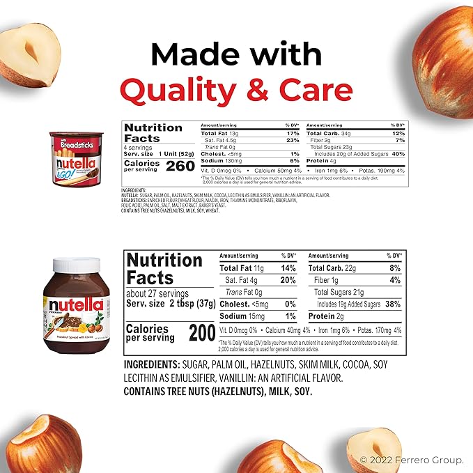 Nutella and Nutella & GO! Bundle, Hazelnut Spread with Cocoa Jar and Snack Packs with Breadsticks, 35.3 oz Jar and 4-Pack