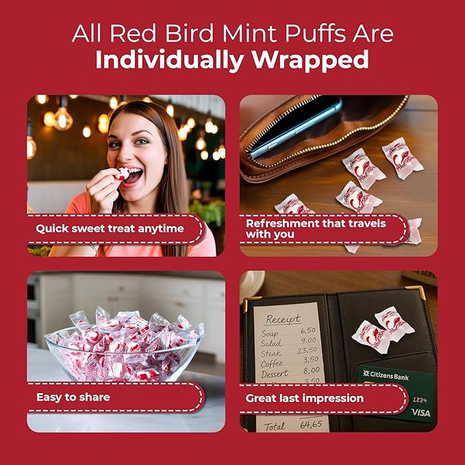 Red Bird Soft Peppermint Candy Mints, Individually Wrapped, 1000 Ct