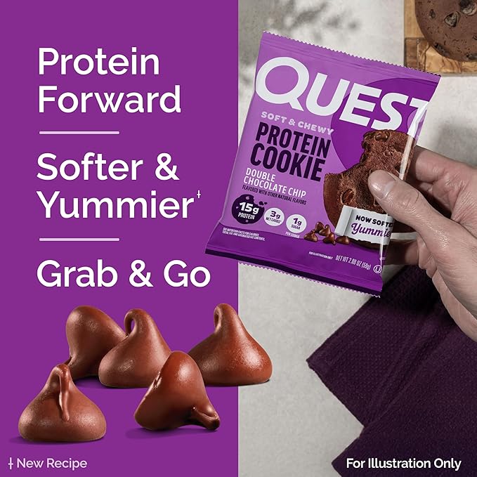 Quest Soft & Chewy Protein Cookie - Double Chocolate Chip (12 Cookies)