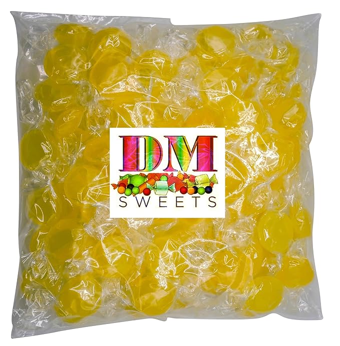 DM Sweets Sugar Free Lemon Candy - 1 lb of Individually Wrapped Sweet Tart Sugar Free Lemon Buttons, Yellow