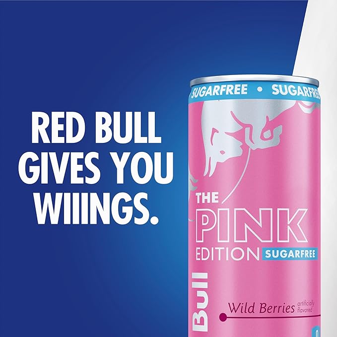 Red Bull Pink Edition Sugar Free Energy Drink, Wild Berries, 8.4 fl. oz., Case of 24 cans, with 80mg Caffeine, Taurine & B Vitamins