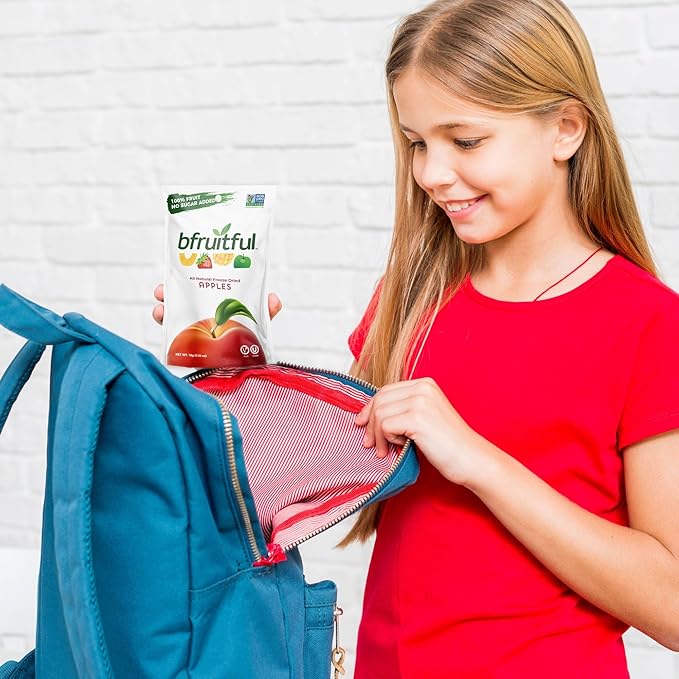 bfruitful Freeze-Dried Apple, Freeze Dried Fresh Fruit Bites, Gluten Free, Vegan, Dairy Free, Kosher, No Sugar Added, Non GMO, Healthy Snacks for Kids or Adults, Single-Serve Snack Packets, 12 Pack