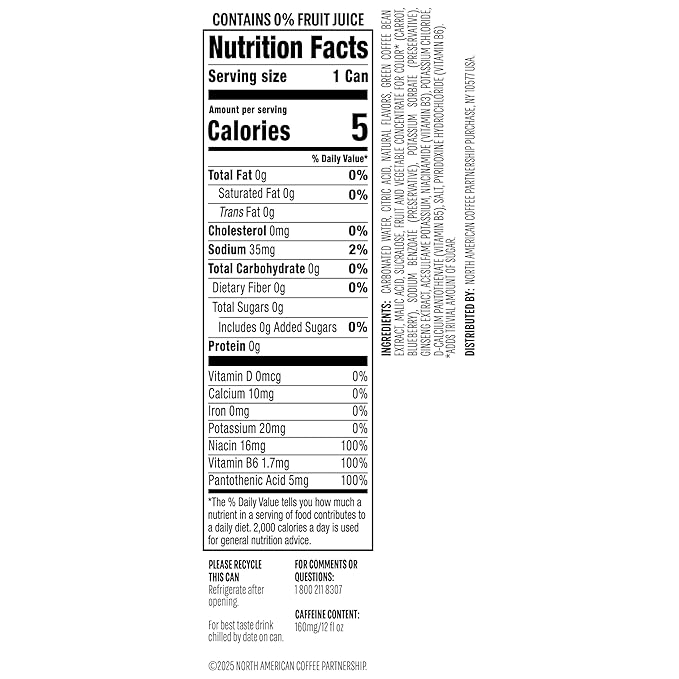 Starbucks Iced Energy Drink, Blueberry Lemonade, Zero Sugar Energy Drink, Plant Based Caffeine, Hydration, Mental Clarity, 12 Fl Oz Cans (Pack of 12)