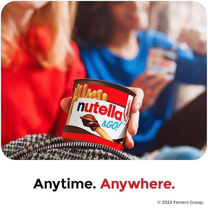 Nutella & GO! Bulk 12 Pack, Hazelnut and Cocoa Spread with Pretzel Sticks, Snack Cups, 1.9 oz Each