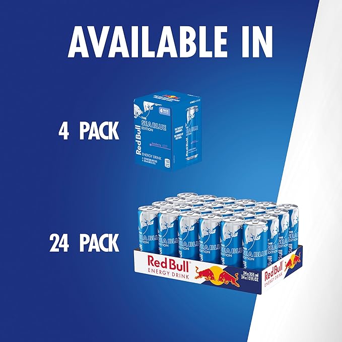 Red Bull Sea Blue Edition Energy Drink, Juneberry, with 114mg Caffeine plus Taurine & B Vitamins, 12 Fl Oz, Pack of 24 Cans