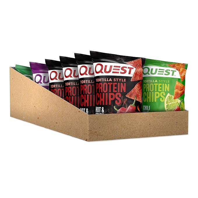 Quest Nutrition Tortilla Style Protein Chips, Spicy Variety Pack, Chili Lime, Hot & Spicy, & Spicy Sweet Chili, 12 Count (3 Each Flavor)