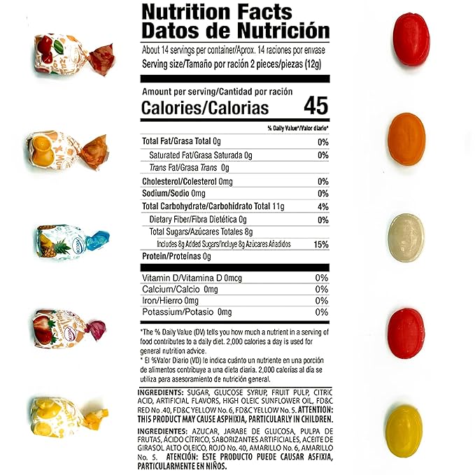Fruit Filled Hard Candy - Assorted 2 Pounds Bulk Bag, Arcor Bon Bon Fruitfuls candy, Individually Wrapped Hard Candy