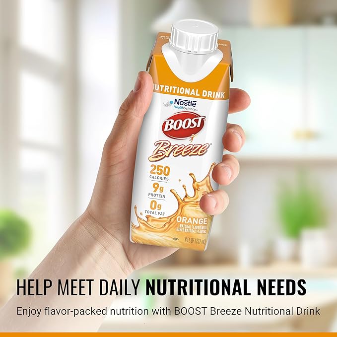 Boost Breeze Clear Nutritional Drink, 9g Protein, 250 Nutrient-Rich Calories, 2 Flavor Variety Case (Orange + Wildberry), 8 Fl Oz (Pack of 24)